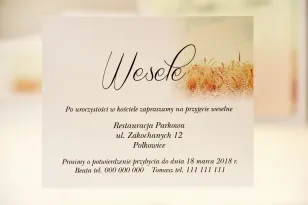 Bilecik do zaproszenia 120 x 98 mm prezenty ślubne wesele - Elegant nr 25 - Pole pszenicy
