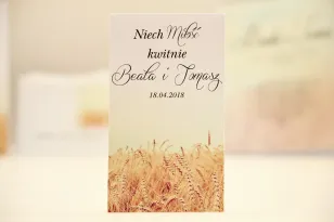 Podziękowania dla Gości weselnych - nasiona Niezapominajki - Elegant nr 25 - Pole pszenicy - kwiatowe dodatki ślubne