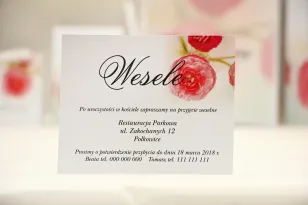 Bilecik do zaproszenia 120 x 98 mm prezenty ślubne wesele - Elegant nr 27 - Różowe jaskry