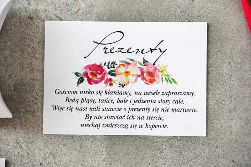 Bilecik do zaproszenia 105 x 74 mm prezenty ślubne wesele - Pistacjowe nr 3 - Łososiowe i różowe kwiaty w intensywnych barwach Bilecik do zaproszenia 105 x 74 mm prezenty ślubne wesele - Pistacjowe nr 3 - Łososiowe i różowe kwiaty w intensywnych barwach