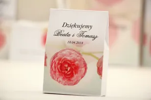 Pudełeczko stojące na cukierki, podziękowania dla Gości weselnych - Elegant nr 27 - Różowe jaskry - Kwiatowe dodatki ślubne