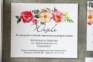 Einladungskarte 120 x 98 mm Hochzeitsgeschenke Hochzeit - Pistazie Nr. 3 - Rosa und lachsfarbene Blüten in intensiven Farben