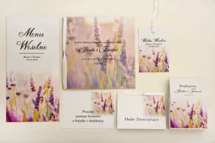 Zaproszenie ślubne z dodatkami - Elegant nr 28 - Lawendowe pole - Eleganckie kwiatowe z kalką