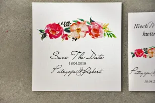 Save The Date Einladungskarte - Pistazie Nr. 3 - Rosa und Lachsblüten