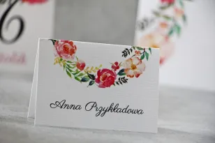 Vnettes für den Hochzeitstisch, Hochzeit - Pistazie Nr. 3 - Intensiv bunte Blumen in Rosa- und Lachsfarben