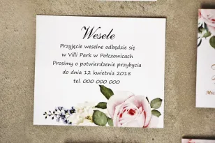 Bilecik do zaproszenia 120 x 98 mm prezenty ślubne wesele - Sorento nr 1 - Pastelowe delikatne kwiaty