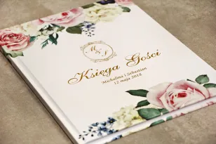 Księga Gości, dodatki ślubne ze złoceniem, wesele - Sorento nr 1 - Pudrowe kwiaty