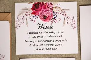 Einladungskarte 120 x 98 mm Hochzeitsgeschenke Hochzeit - Amaranthblüten - Sorento Nr. 3 - mit Vergoldung