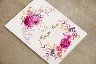 Gästebuch - Hochzeitszubehör - Sorento nr 3 - Amaranthblüten - mit Vergoldung