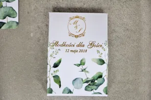 Bonbonschachtel, dank Hochzeitsgästen - Sorento Nr. 9 - Eukalyptusblätter - mit Vergoldung