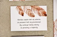 Wkładki do Zaproszeń Ślubnych Boho Piórka | Sorento nr 10