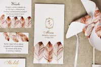 Menu Weselne Boho Złocone z Piórkami | Sorento nr 10