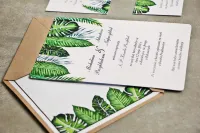 Złocone Zaproszenia Ślubne Zielone Liście | Sorento nr 12