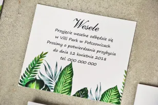 Bilecik do zaproszenia 120 x 98 mm prezenty ślubne wesele - Sorento nr 12 - Tropikalne liście