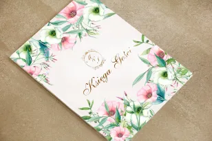 Księga Gości - Sorento nr 8 - Pastelowe kwiaty - dodatki ślubne ze złoceniem