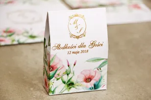 Bonbonschachtel, dank Hochzeitsgästen - Sorento Nr. 8 - Pastellblumen - mit Vergoldung