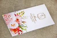 Złocone Menu Weselne z Piwoniami | Sorento nr 13