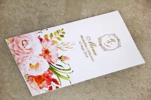 Hochzeitsmenü, Hochzeitstisch - Sorento nr 13 - Puderpfingstrosen - Hochzeitszubehör mit Vergoldung