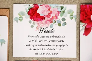 Einladungskarte 120 x 98 mm Hochzeitsgeschenke Hochzeit - Sorento nr 14 - Rosa Blumen mit Eukalyptus