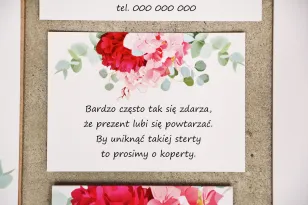 Einladungskarte 105 x 74 mm Hochzeitsgeschenke Hochzeit - Sorento nr 14 - Rosa Blumen mit Eukalyptus