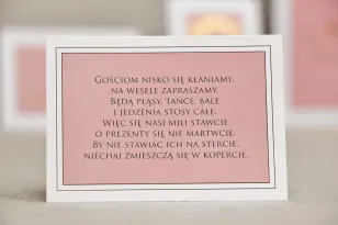 Bilecik do zaproszenia 105 x 74 mm prezenty ślubne wesele - Sonata nr 2 - Róż i biel
