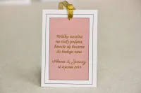 Złocone Zawieszki na Wódkę Weselną Pudrowy Róż | Sonata