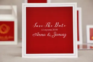 Bilecik Save The Date do zaproszenia Ślubnego - Sonata nr 3 - czerwień i biel
