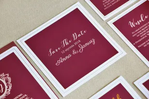 Save The Date Hochzeitseinladungskarte - Sonate Nr. 6 - Rotwein und Weiß