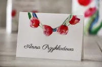 Winietki Ślubne z Tulipanami na Lnie | Pistacjowe nr 5