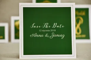 Save The Date Hochzeitseinladungskarte - Sonate Nr. 7 - Dunkelgrün und Weiß