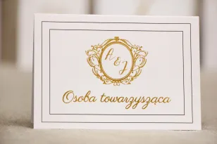 Winietki na stół weselny, ślub - Sonata nr 9 - Klasyczna biel - Eleganckie dodatki ślubne ze złoceniem