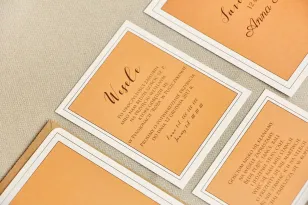 Einladungskarte 120 x 98 mm Hochzeitsgeschenke Hochzeit - Sonate Nr. 8 - Orange und Gold