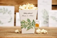 Pudełka na popcorn Greenery | Podziękowania dla Gości Weselnych