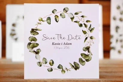 Save The Date do zaproszenia -Kalia nr 2 - Liście eukaliptusa