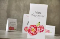 Menu Weselne z Piwoniami | Personalizowane | Pistacjowe nr 6