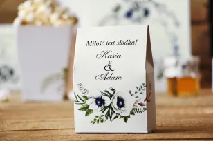 Pudełeczko stojące na cukierki, podziękowania dla Gości weselnych - Kalia nr 3 - Anemony - Kwiatowe dodatki ślubne