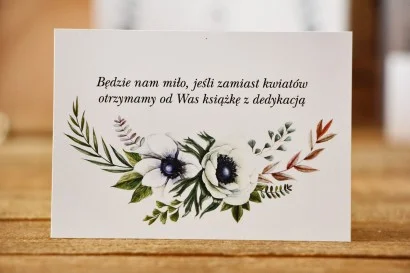 Bilecik do zaproszenia ślubnego - Kalia nr 3 - Białe anemony