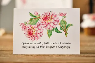 Einladungskarte 105 x 74 mm Hochzeitsgeschenke - Kalia nr 4 - Rosa Dahlien