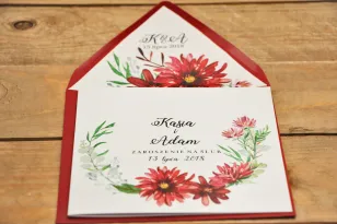 Hochzeitseinladung, Einladungen zur Blumenhochzeit - Kalia Nr. 5 - Rote Callas mit Umschlag
