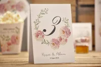 Numery na Stół Weselny Pudrowy Róż | Kalia nr 6 | Amelia