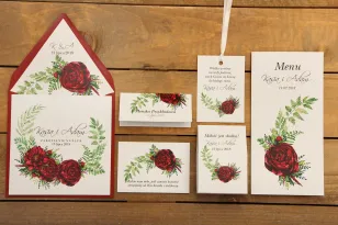 Zestw próbny - Zaproszenia ślubne w kolorowej kopercie oraz dodatki i podziękowania dla gości weselnych