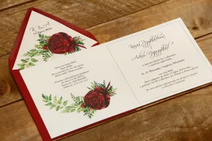 Zaproszenie ślubne eleganckie kwiatowe - Kalia nr 7 - Bordowe piwonie - z kopertą