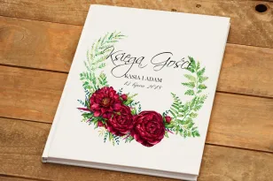 Gästebuch - Kalia nr 7 - Burgunderrote Blumen - Hochzeitsaccessoires