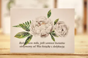 Einladungskarte 105 x 74 mm Hochzeitsgeschenke - Kalia Nr. 8 - Weiße Pfingstrosen
