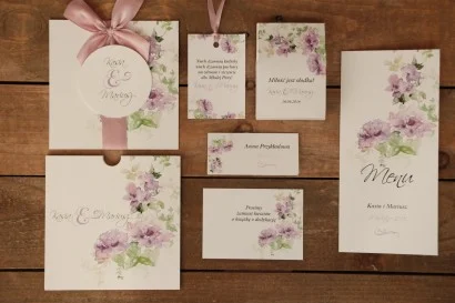 Personalizowane Zaproszenia Ślubne w Etui z subtelnymi kwiatami | Piękna papeteria ślubna | Malowane Kwiaty nr 1