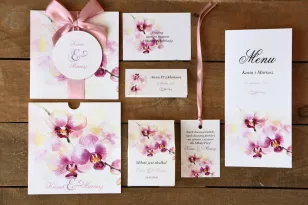 Zaproszenie ślubne - Malowane Kwiaty nr 2 - Pastelowe orchidee - Kwiatowe w etui