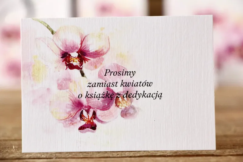 Bilecik do zaproszenia ślubnego 105 x 74 mm - Malowane Kwiaty nr 2 - Orchidee