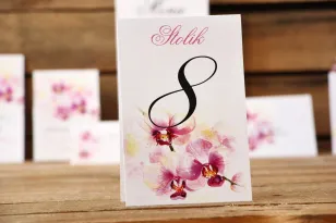 Numery stołów - Malowane Kwiaty nr 2 - Orchidee - dodatki ślubne, akcesoria na stół weselny
