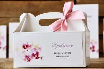 Pudełko na ciasto prostokątne - Malowane Kwiaty nr 2 - dodatki ślubne