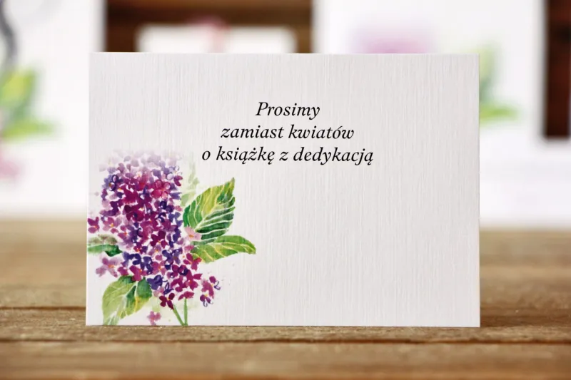 Bileciki do zaproszeń ślubnych - Malowane Kwiaty nr 4 - Fioletowy bez